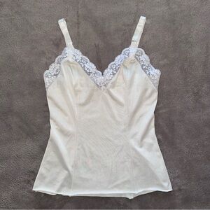 VTG lace cami top lingerie white fairy cottage coquette whimsy Komar 34 M